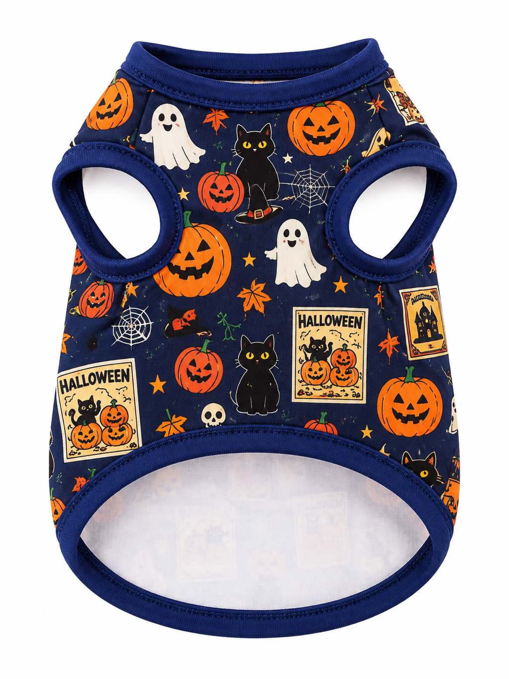 Chaleco de Halloween para Perros – Calabazas y Gatos Negros